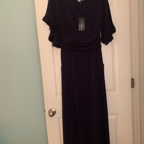 Nwt Sara Campbell Navy Maxi Dress Flutter sleeves full length Sz Medium 8/10 - Picture 2 of 5